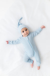 Gods Got My Back Blue Knotted Hat Ribbed Cotton-Bamboo Blend