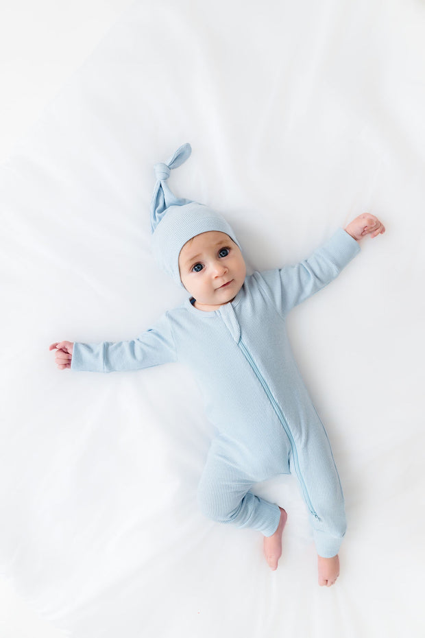 God's Got My Back Blue Knotted Hat Ribbed Cotton-Bamboo Blend