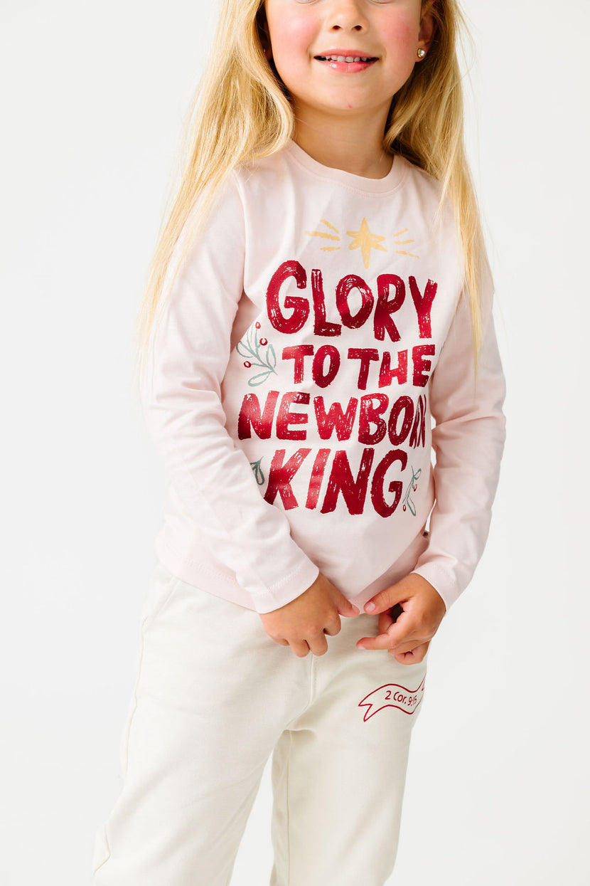 Kids Newborn King Pink T-Shirt Cotton | Long Sleeve