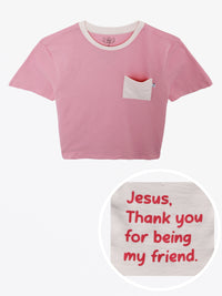 Pink Prayer Pocket Short Sleeve T-Shirt Cotton