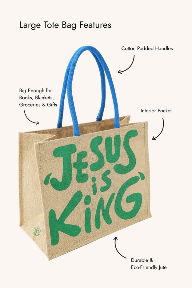 Jesus is King Large Tote Bag