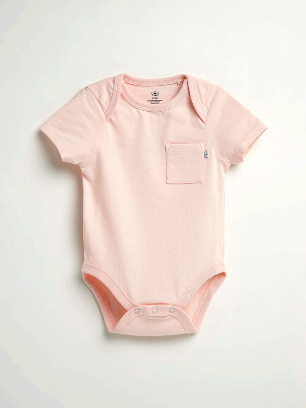 Baby Pink Prayer Pocket Bodysuit | Short Sleeve