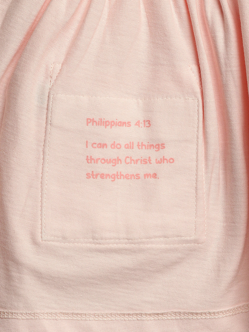 Baby Pink Prayer Pocket Twirl Dress Bodysuit | Short Sleeve