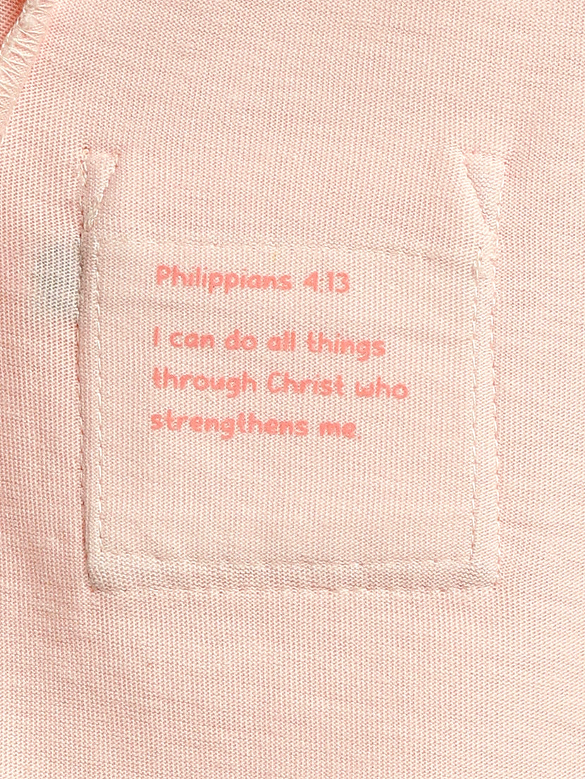 Baby Pink Prayer Pocket Bodysuit | Short Sleeve