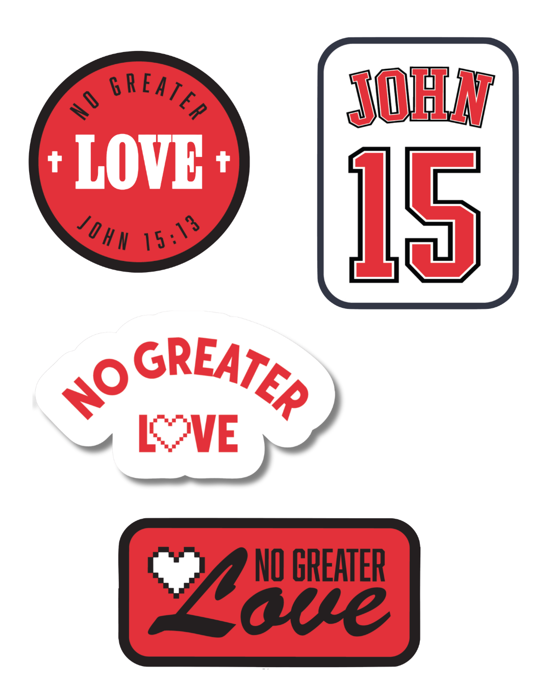 No Greater Love Red Sticker 4 Pack