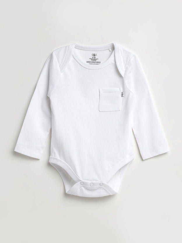 Baby White Prayer Pocket Bodysuit | Long Sleeve