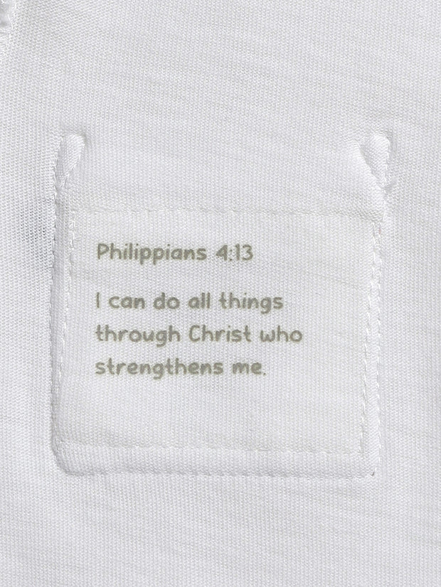 Baby White Prayer Pocket Bodysuit | Short Sleeve