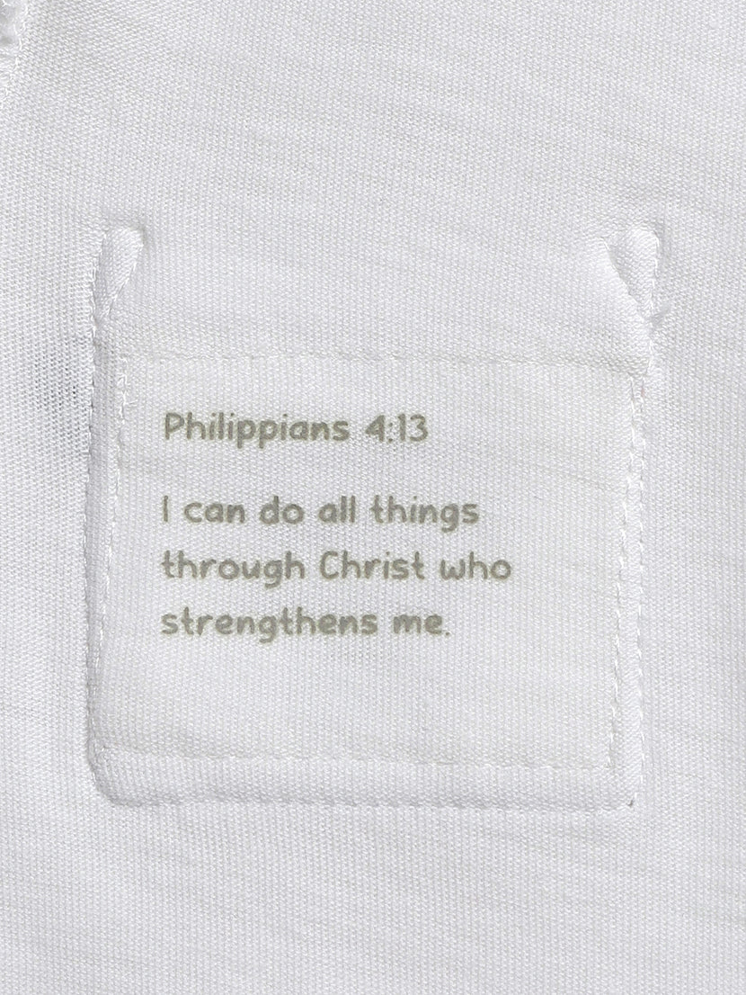 Baby White Prayer Pocket Bodysuit | Short Sleeve