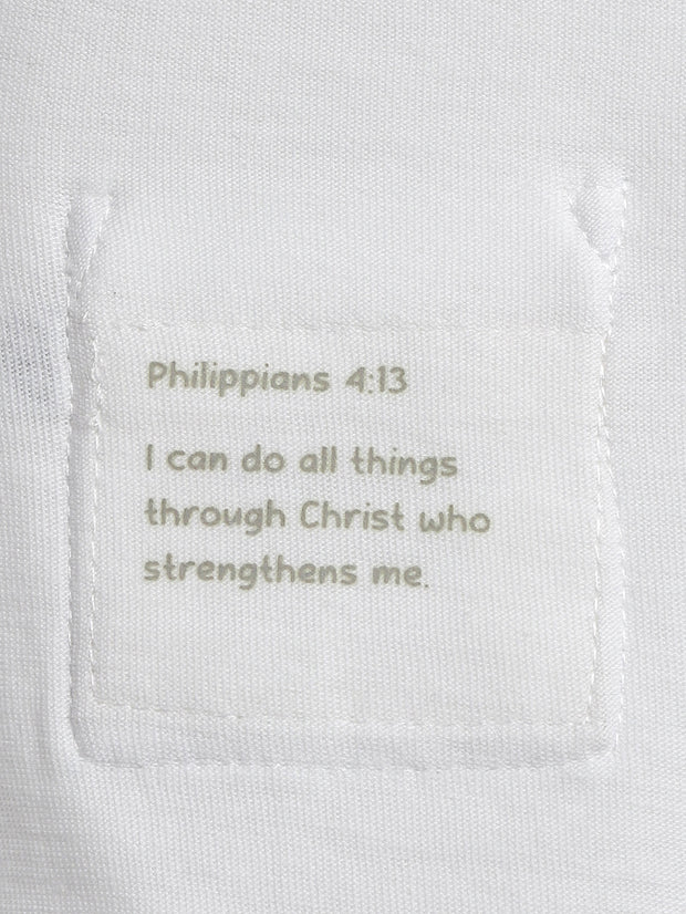 Baby White Prayer Pocket Bodysuit | Long Sleeve