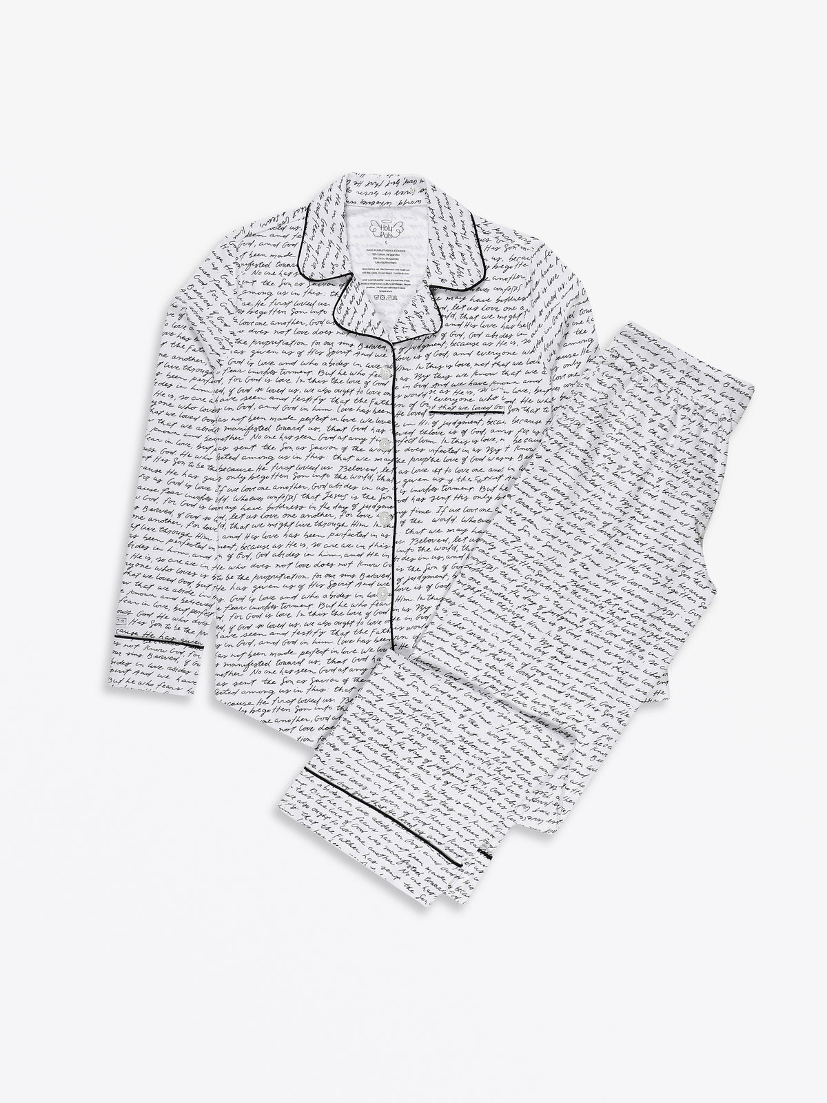 Love One Another Womens PJ Notch Collar Set Cotton