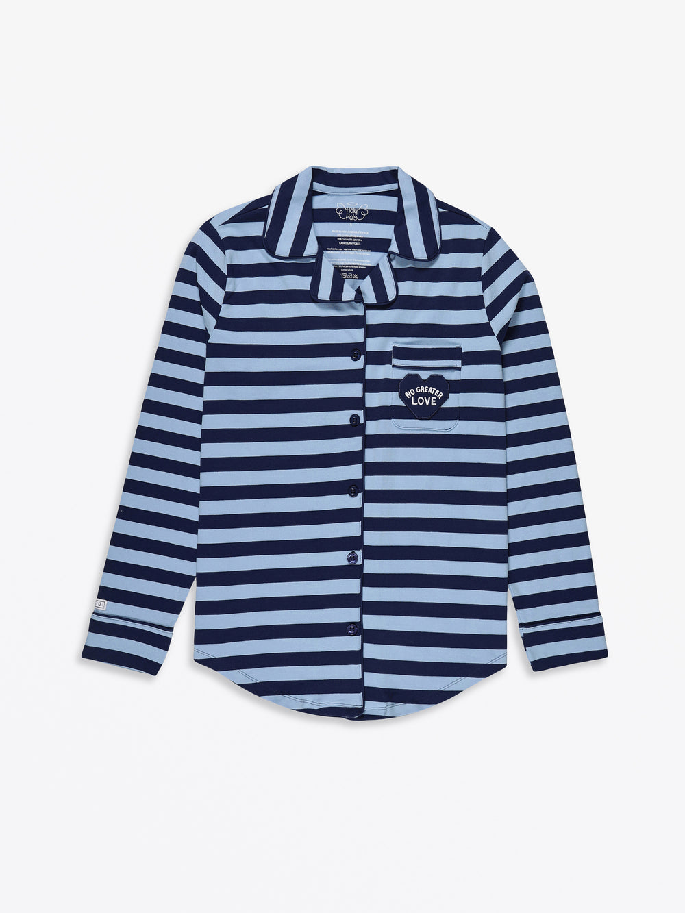 No Greater Love Blue Womens PJ Notch Collar Set Cotton