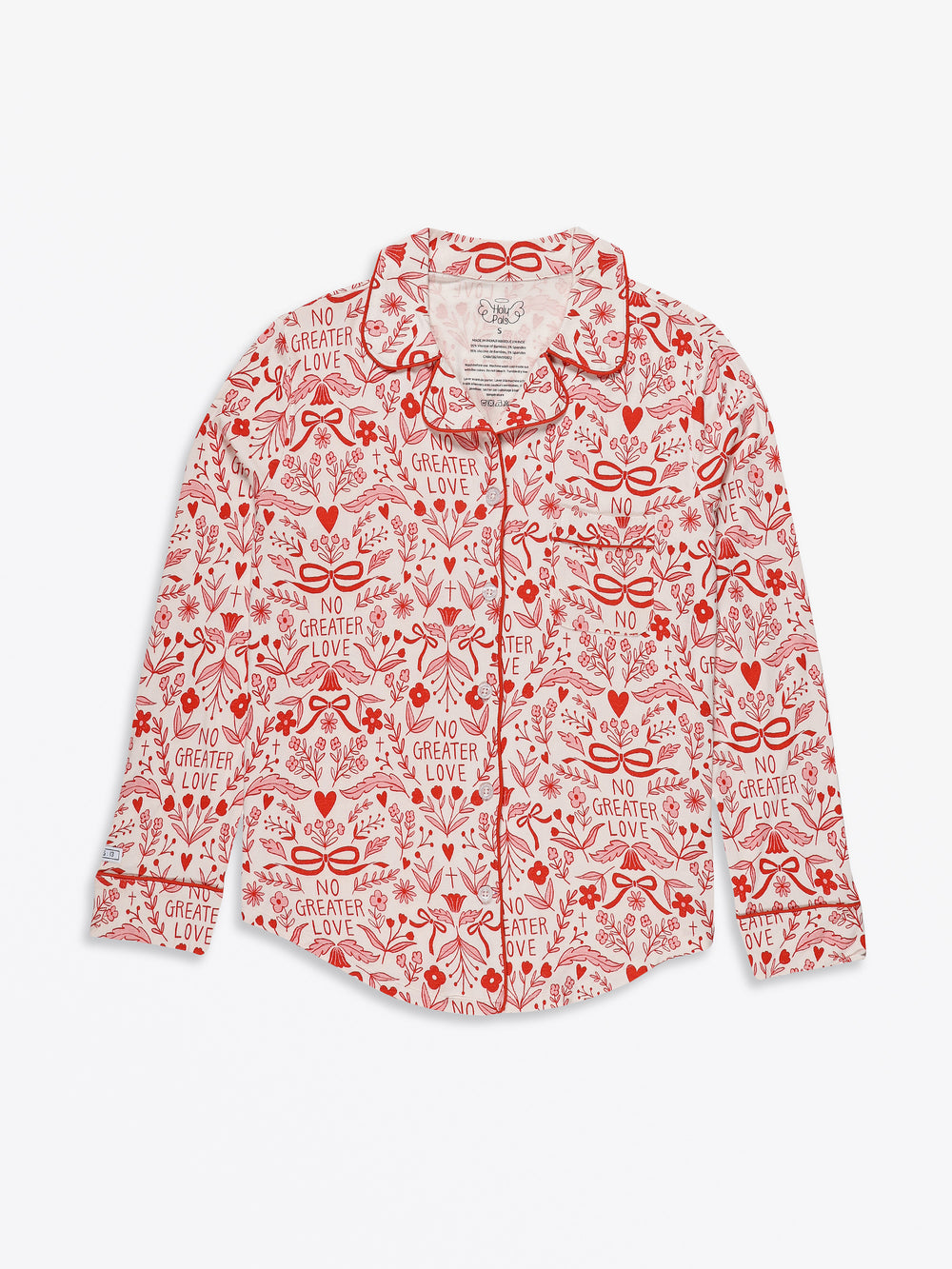 No Greater Love Pink Women's PJ Notch Collar Set Bamboo