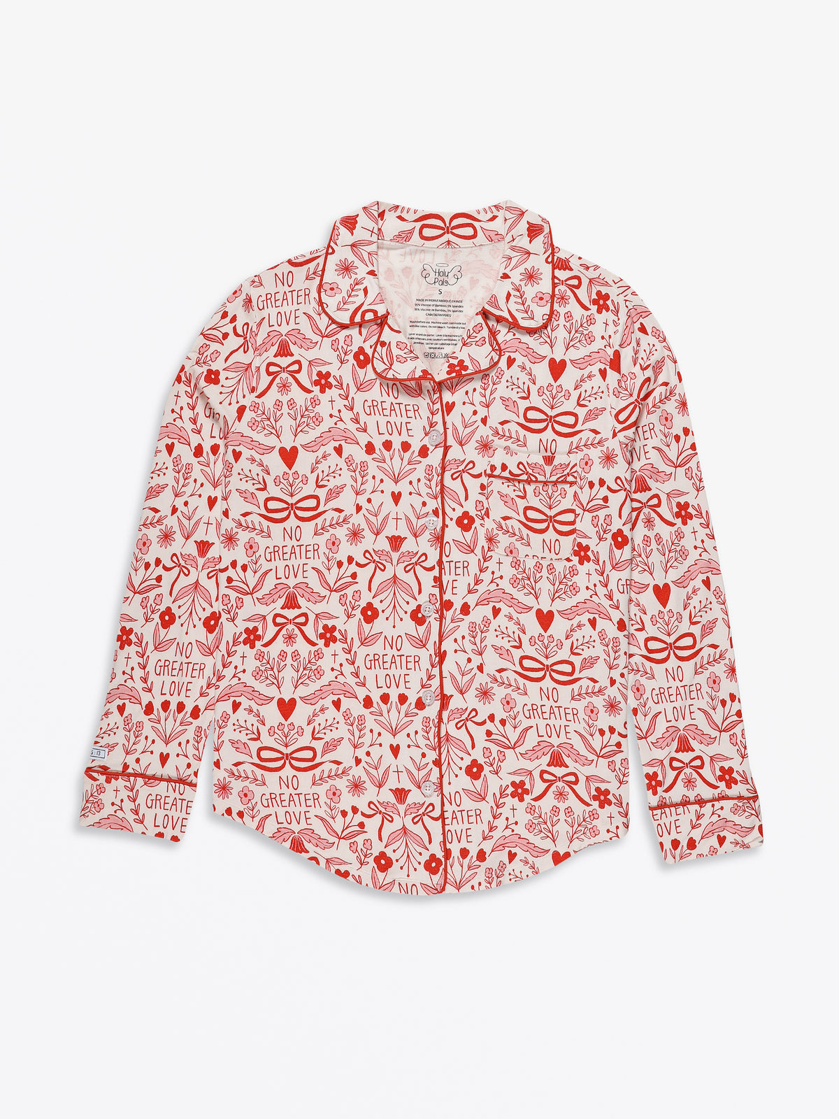 No Greater Love Pink Women's PJ Notch Collar Set Bamboo