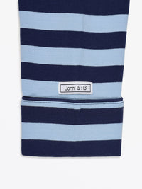 No Greater Love Blue Womens PJ Notch Collar Set Cotton